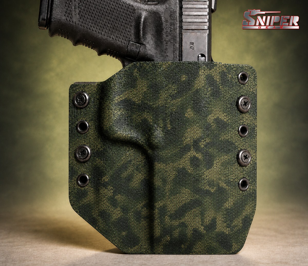 22 Lowveld Green Camo Sniper Gear infused Kydex holster pattern